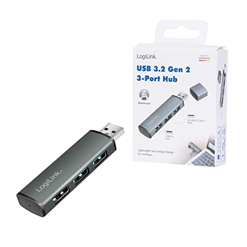 "Erweitern Sie Ihr Büro: 3-Port USB Hub in schickem Grau für schnelles Plug & Play"
