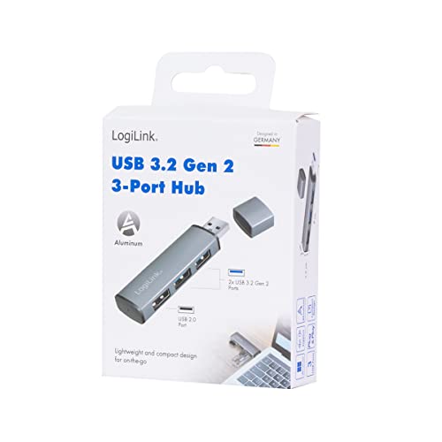 "Erweitern Sie Ihr Büro: 3-Port USB Hub in schickem Grau für schnelles Plug & Play"