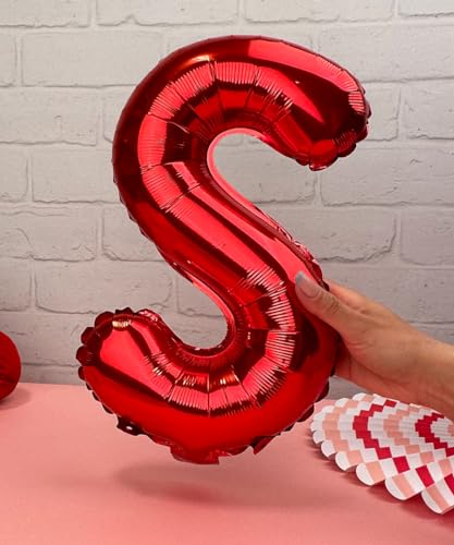 Folienballon Buchstabe S in Metallic Rot - 35 cm