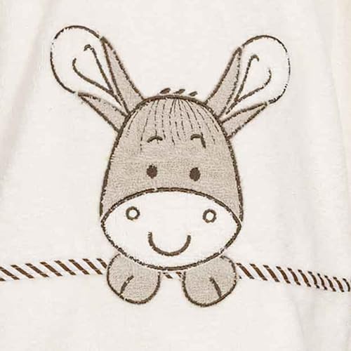 "Beige Kapuzen-Badeponcho aus 100% Baumwolle für Spiel und Spaß am Wasser!"