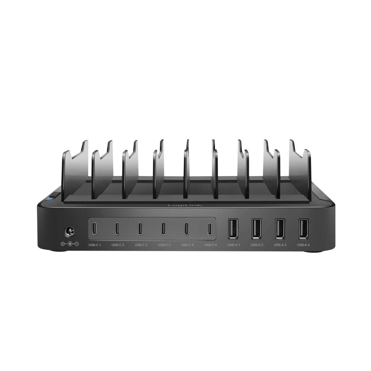"Multifunktionale Ladestation: 120W, für 10 Geräte in elegantem Schwarz!"