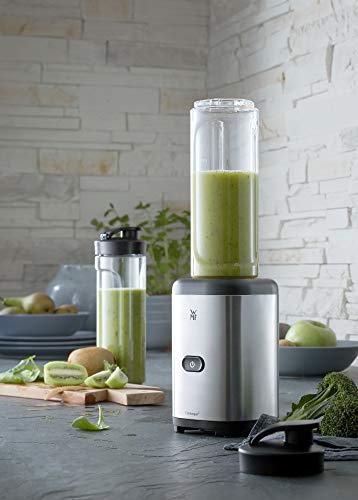 "Mix & Go: 300W Silberner Mini Smoothie Maker mit 600ml Trinkflasche"