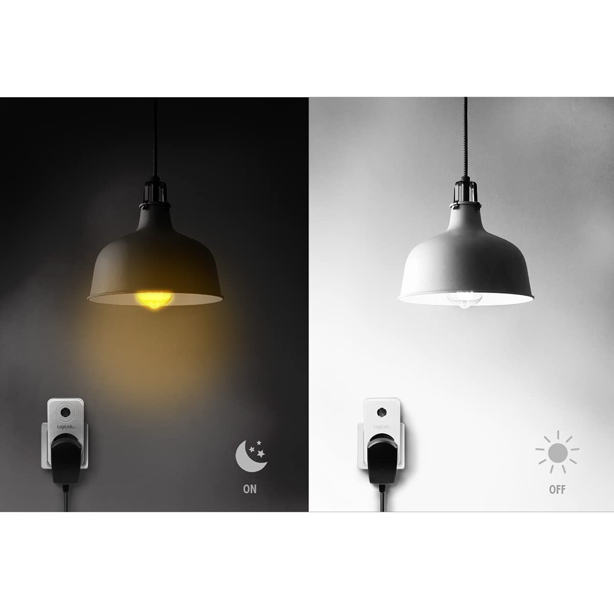 "Intelligente Energie: 1x Steckdosenadapter mit Dämmerungssensor in Weiß"