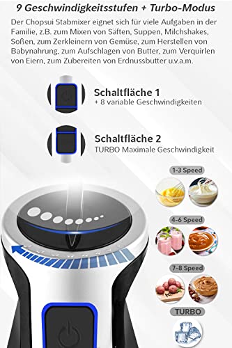 "Leistungsstarker 1200W Stabmixer Set mit 9 Zubehörteilen – Kochen leicht gemacht!"