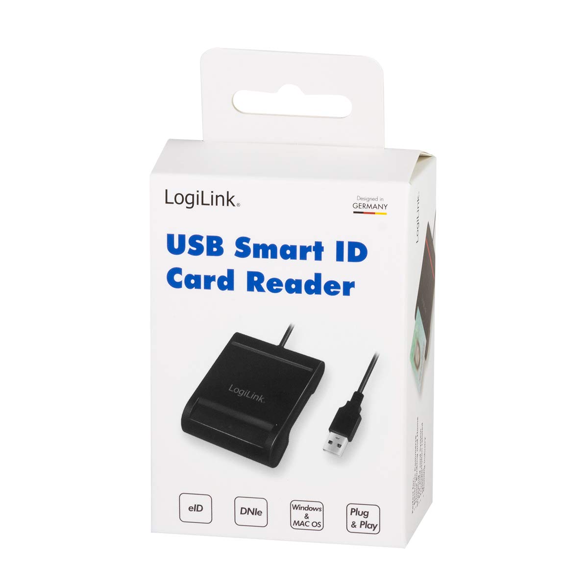 "USB Smart-ID Kartenleser: Ideal für eID & Online-Banking, Schwarz"