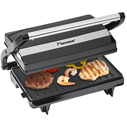 "Kompakter Genuss: 700W elektrischer Kontaktgrill für knusprige Paninis in Schwarz"