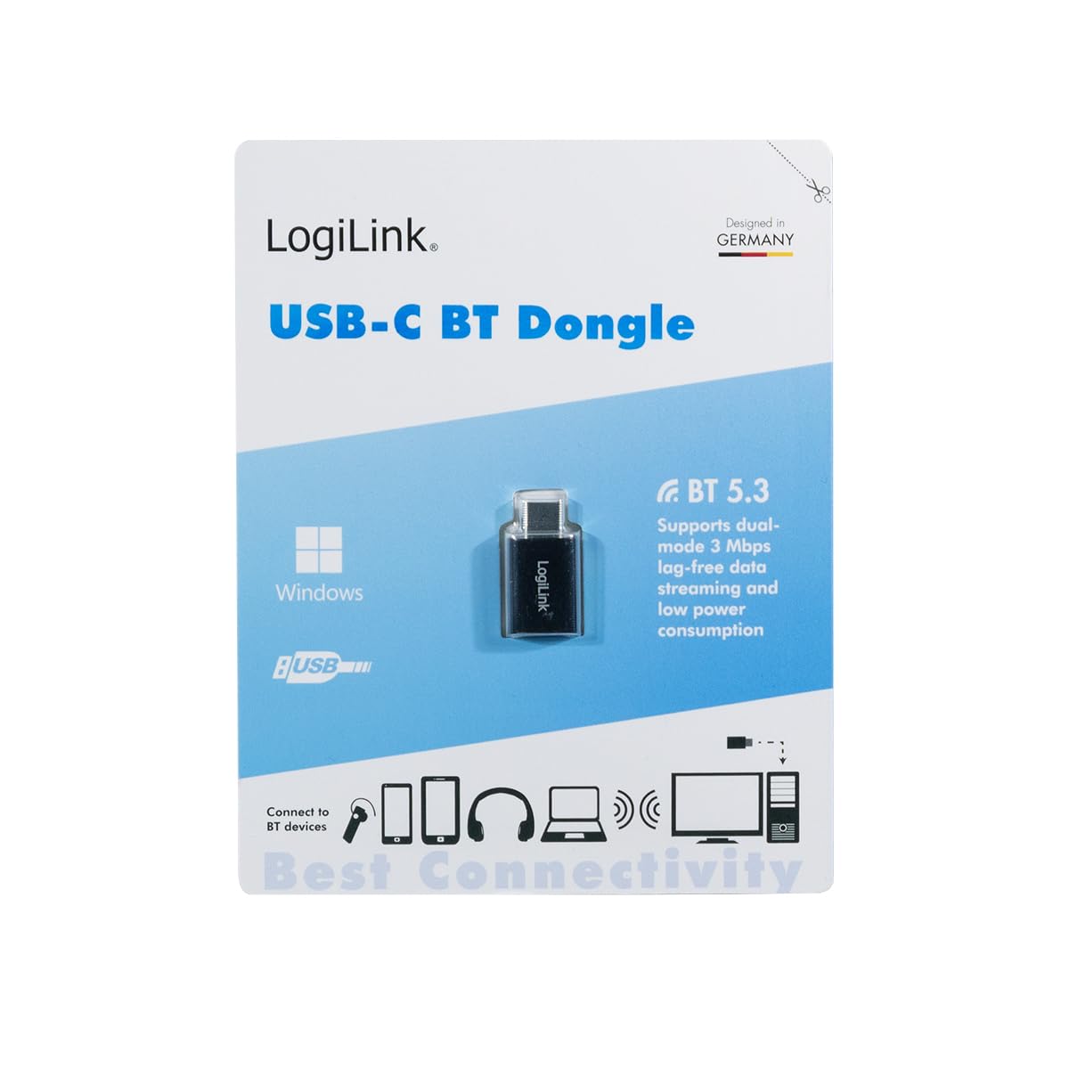 "Stabile Verbindung: USB-C Bluetooth-Adapter mit 20m Reichweite in Schwarz"