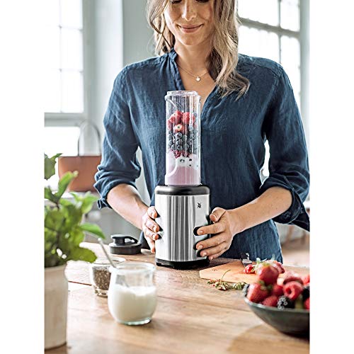 "Mix & Go: 300W Silberner Mini Smoothie Maker mit 600ml Trinkflasche"