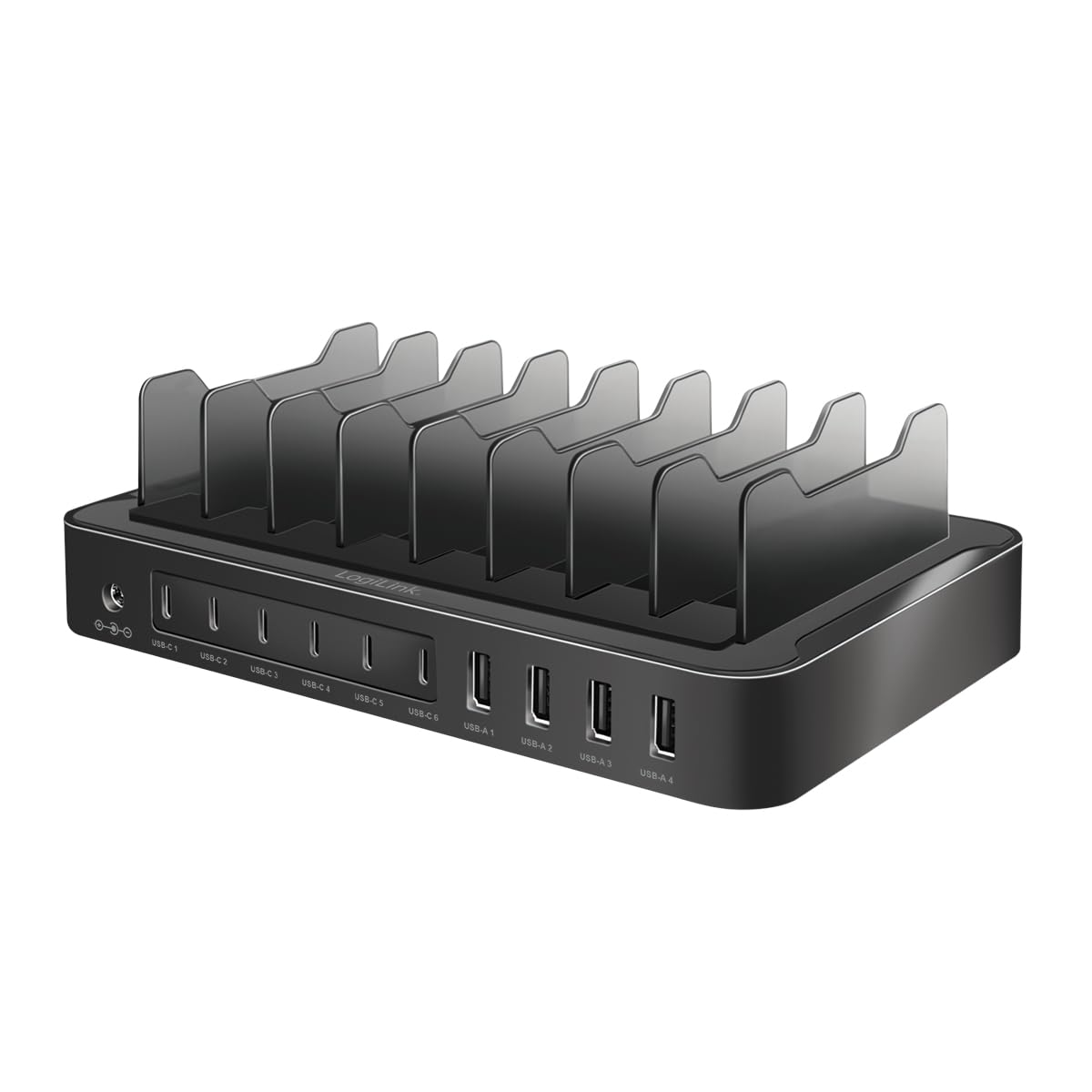 "Multifunktionale Ladestation: 120W, für 10 Geräte in elegantem Schwarz!"