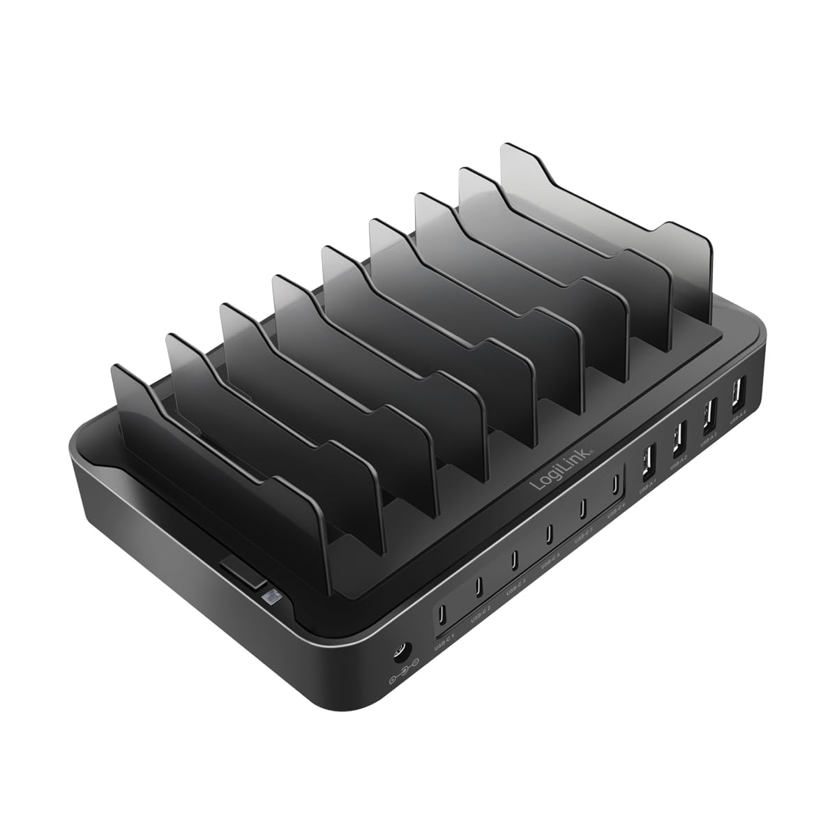"Multifunktionale Ladestation: 120W, für 10 Geräte in elegantem Schwarz!"