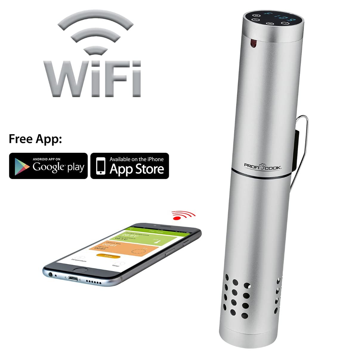 "Präzises Garen: Sous Vide Garer mit Wifi im eleganten Aluminium-Gehäuse"