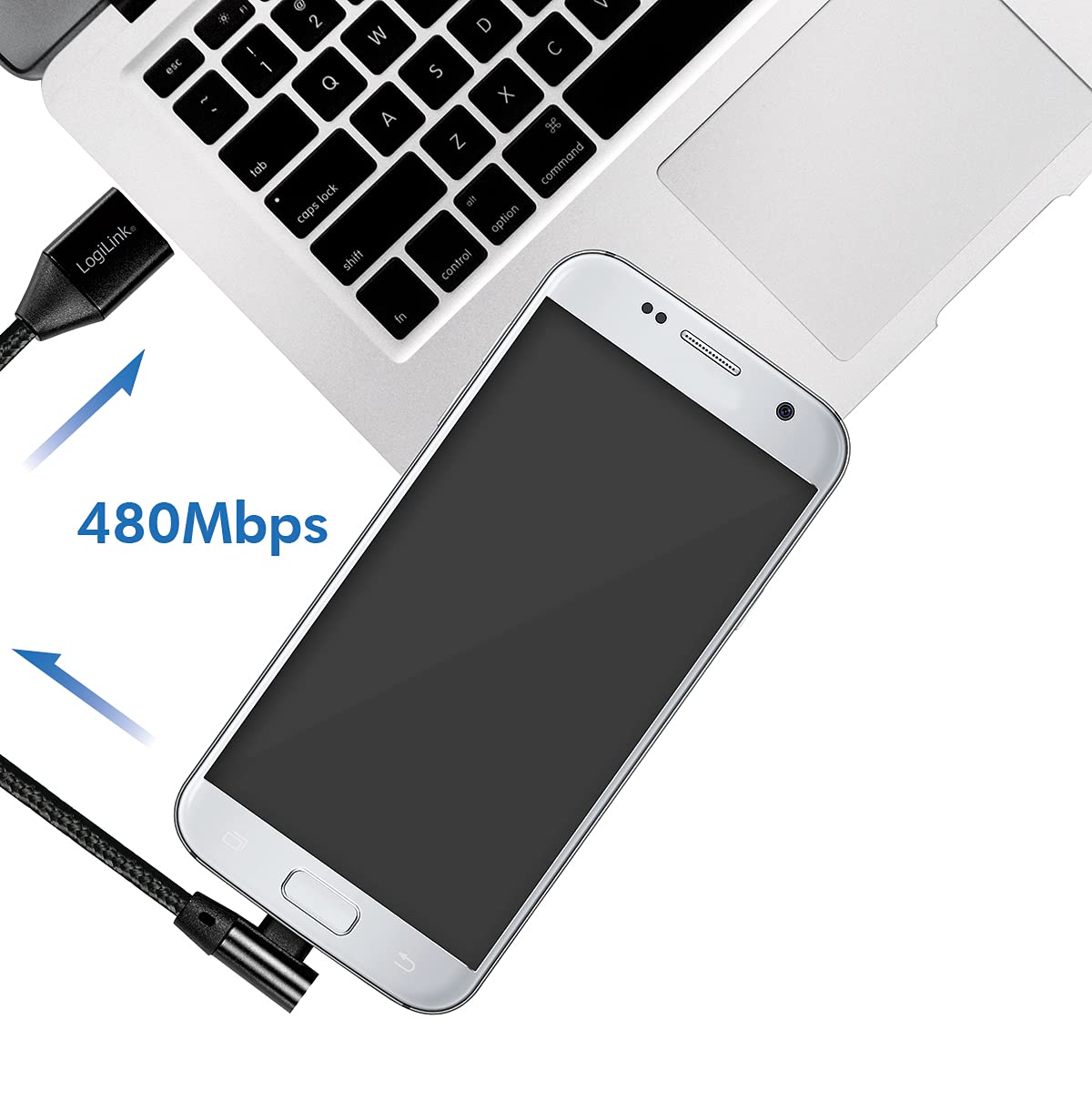 "Flexibles USB-Kabel: 0,3m schwarz mit abgewinkeltem Stecker für Komfort!"
