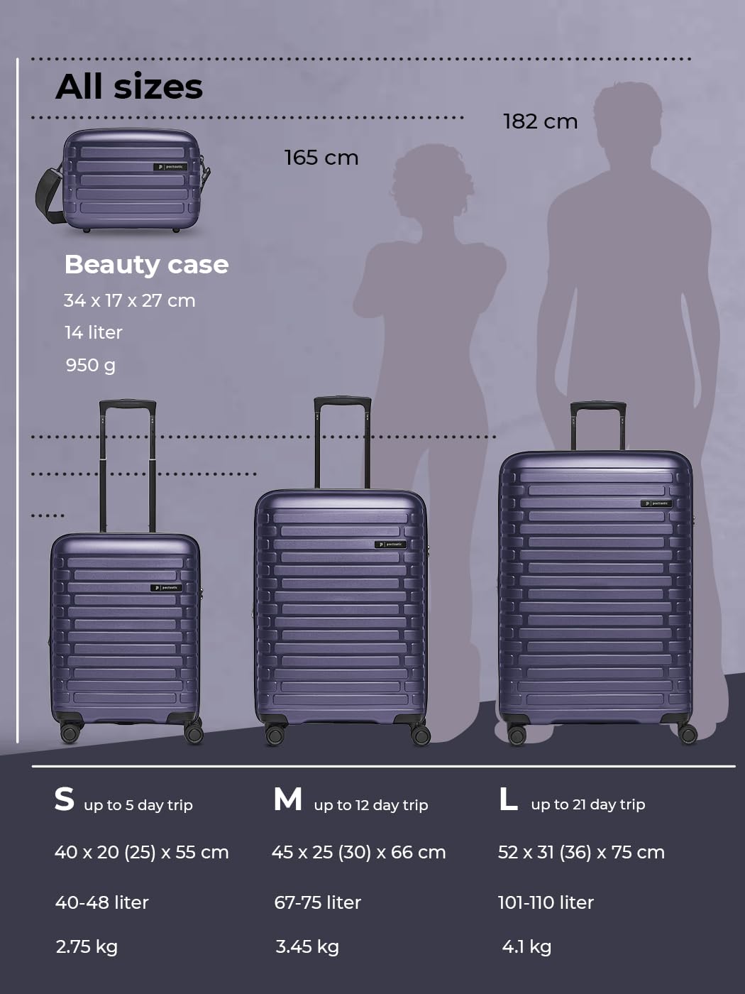 Pactastic Hartschalen Handgepäck Kosmetik-Koffer | Stabiles Beauty-Case mit Aufsteckfunktion | 34 x 17 x 27 cm aus Polypropylen (Collection 04)