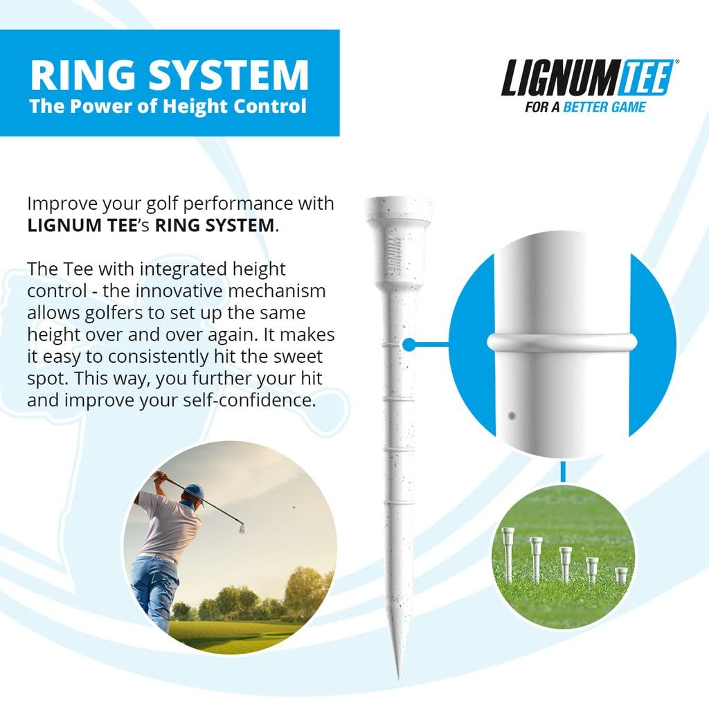 "Präzise Höhenkontrolle: 16x Weiße Golf Tees mit Ringsystem für perfekten Abschlag"