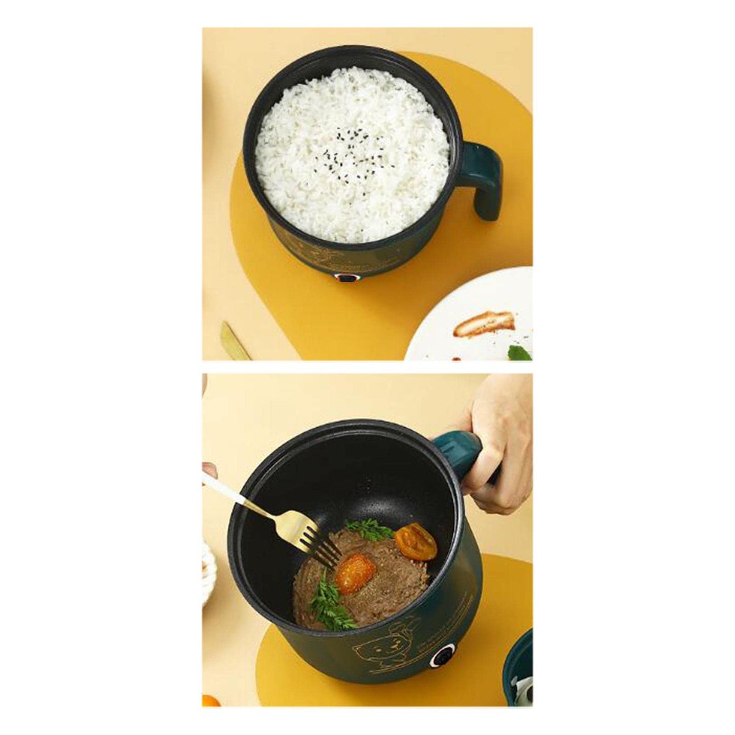 "Multifunktionaler Mini Hot Pot: Tragbarer Elektro-Nudelkocher in Grün"