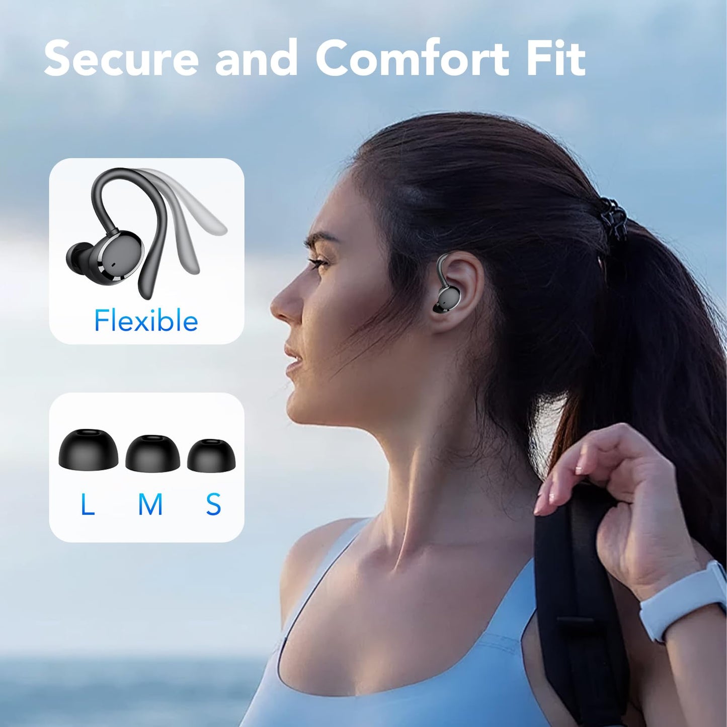 Kopfhörer Kabellos Bluetooth 5.3 Kopfhörer Sport mit ENC Mic, 72 Std Bluetooth Kopfhörer In Ear, Tiefer Bass Earbuds IP7 Wasserdicht Ohrhörer LED-Anzeige USB-C Touch Control mit Ohrhaken