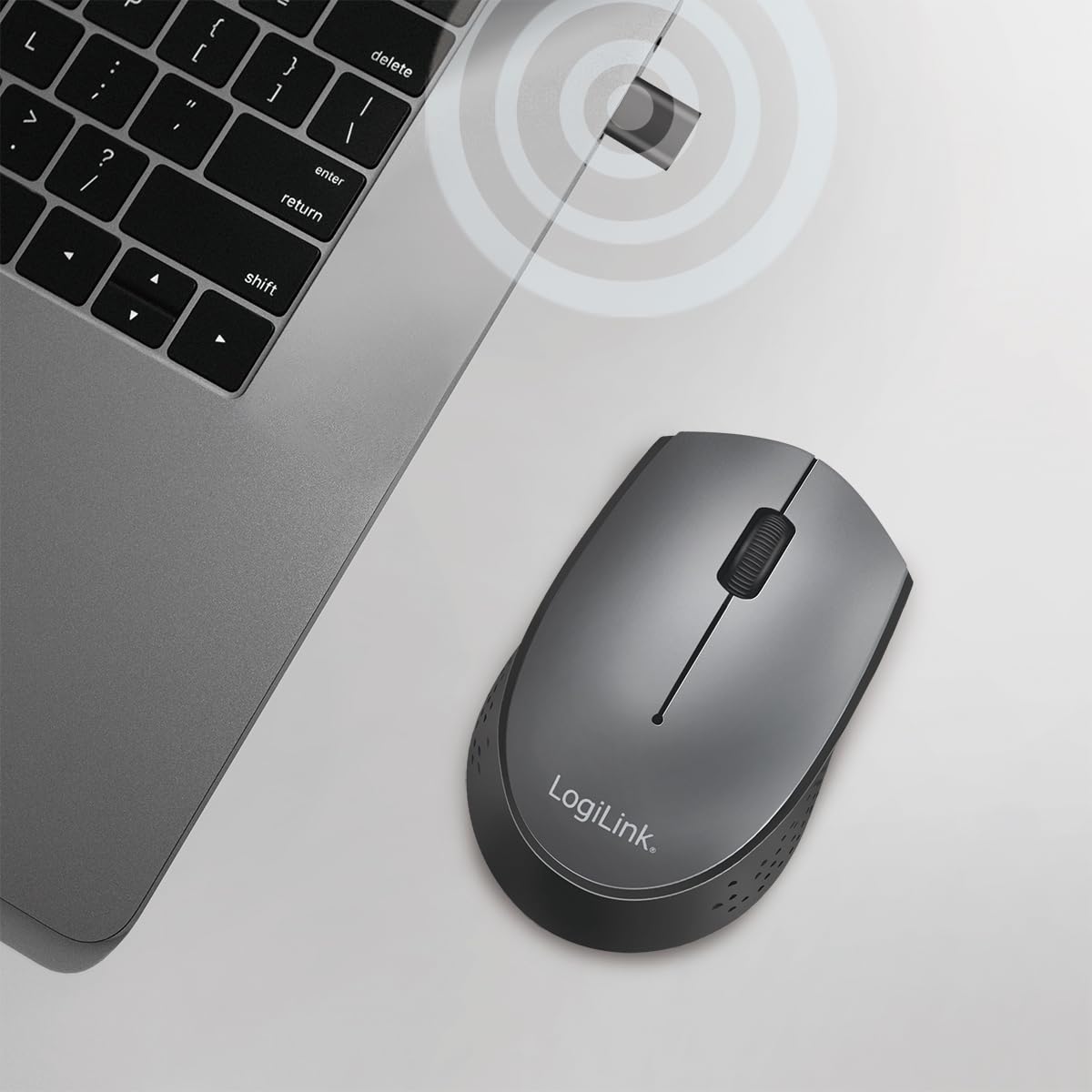 "Präzise Navigation: Kabellose USB-C Maus in Schwarz für flexibles Arbeiten"