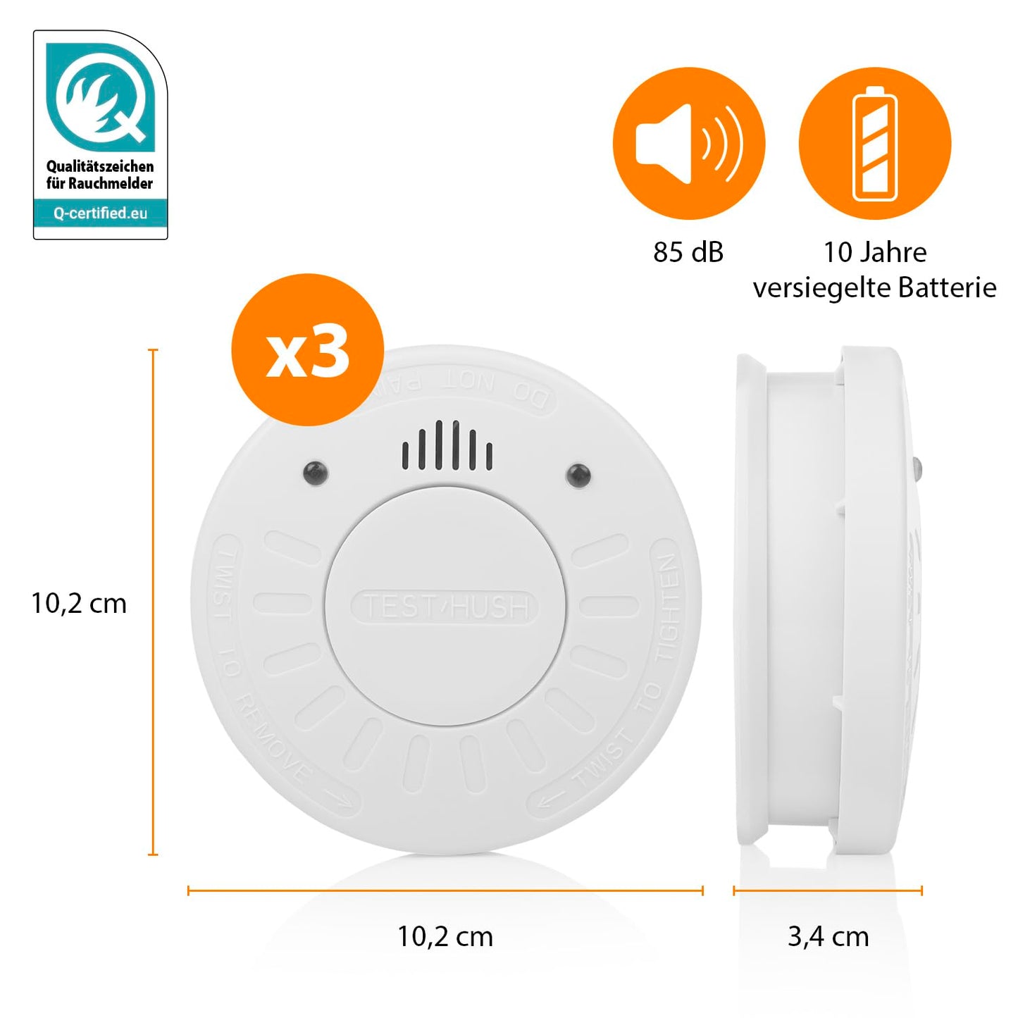 Smartwares 3er-Set Rauchmelder, FSM-12503