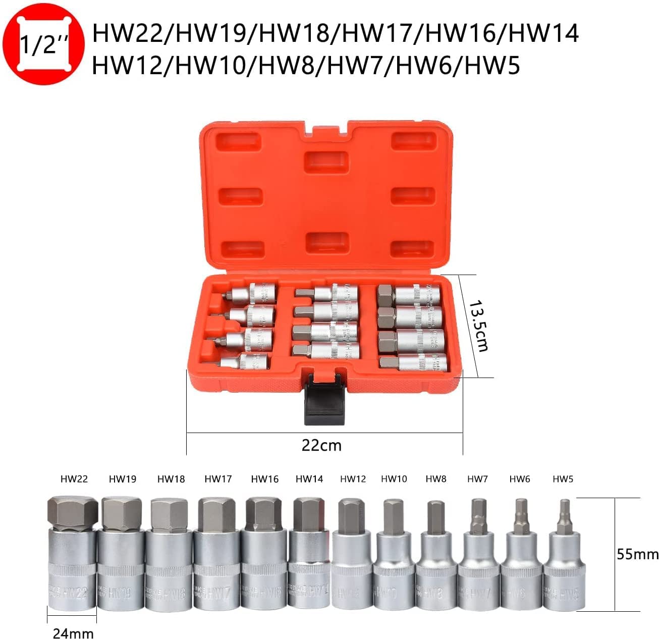 "Vielseitigkeit im Koffer: 12-teiliges Inbus Nuss Set aus Chrom-Vanadium"