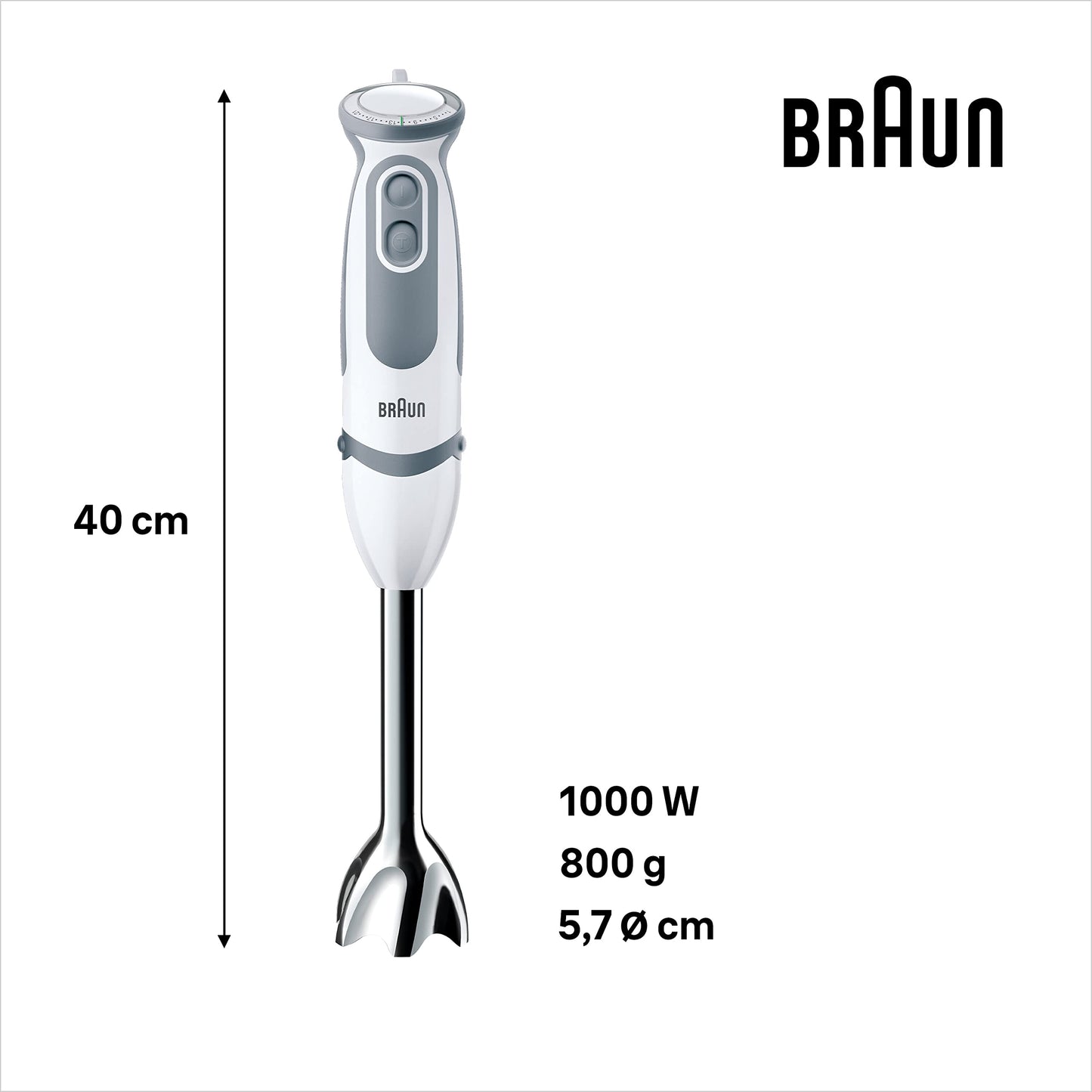 "Vielseitiger Genuss: 1000W Stabmixer mit Zubehör in elegantem Weiß!"