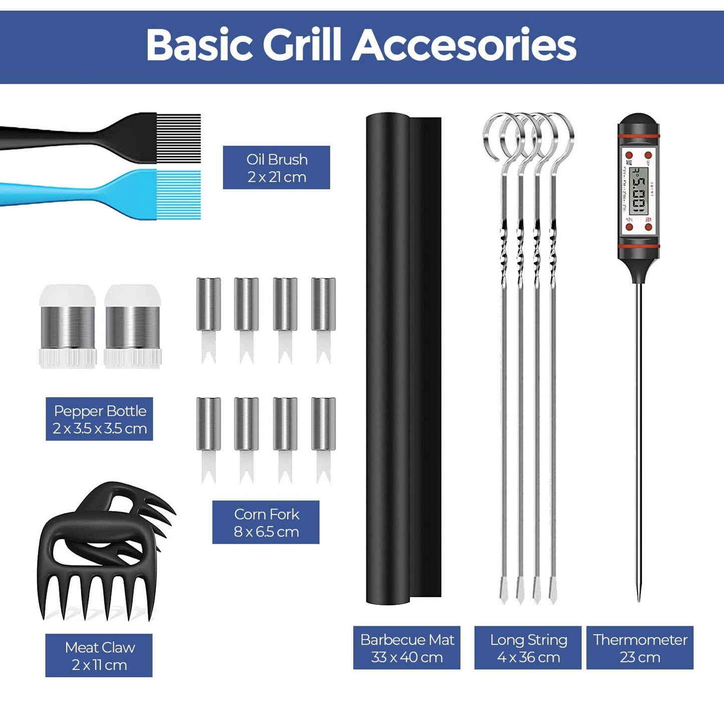 "Grillvergnügen deluxe: 25-teiliges Edelstahlset für unvergessliche BBQs!"