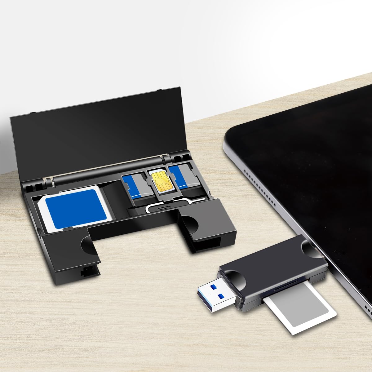 "Smartes Datenmanagement: USB 3.2 Kartenleser in Schwarz mit Speicherplatz"