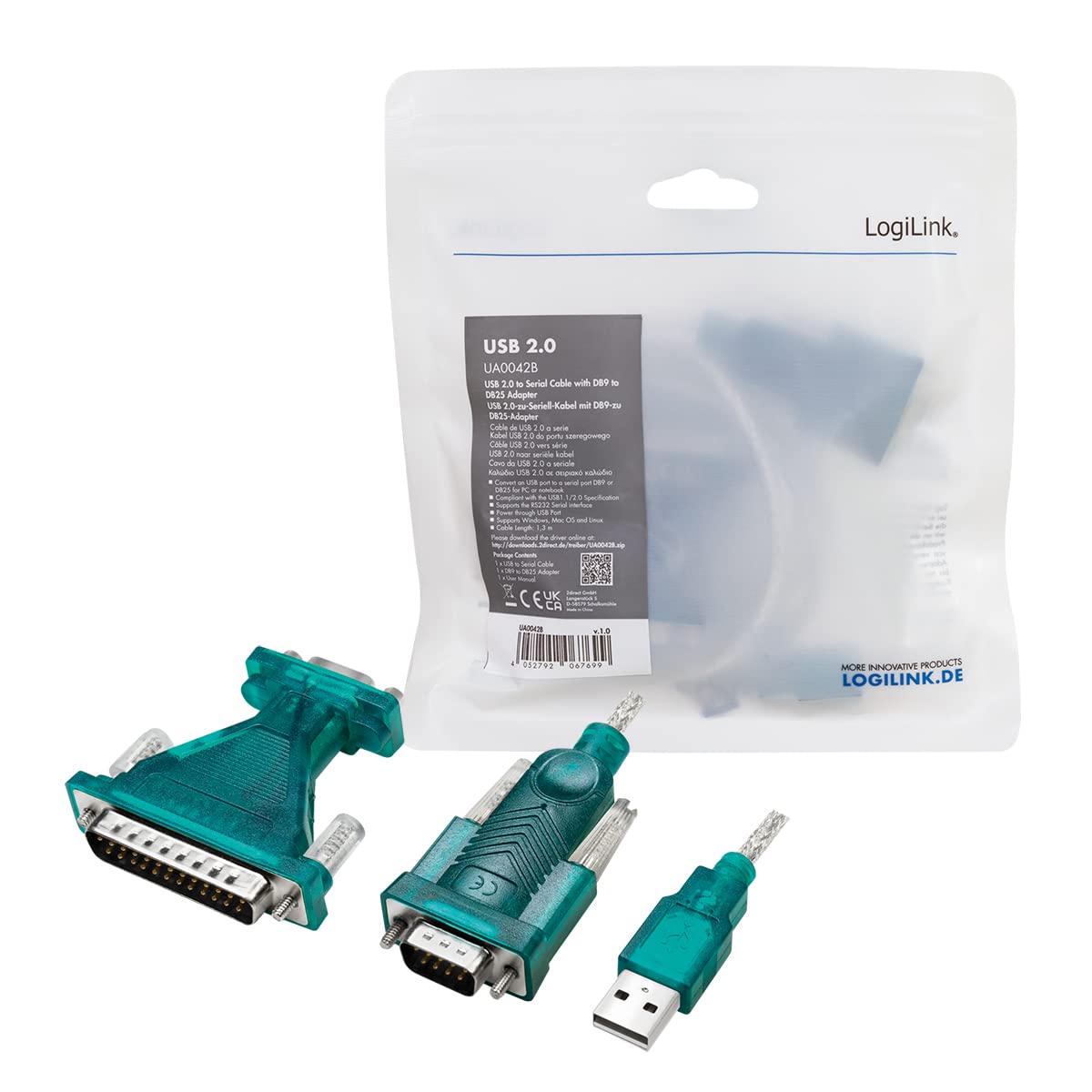 "Serielle Verbindung leicht gemacht: USB-RS232 Adapterkabel, 1,3 m, grün"