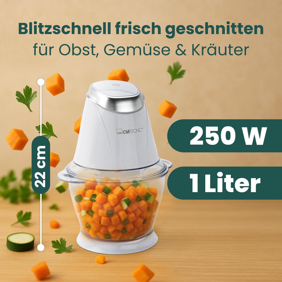 "Vielseitiger 2-in-1 Zerkleinerer: Weißer Multizerkleinerer mit Ice Crush-Funktion"