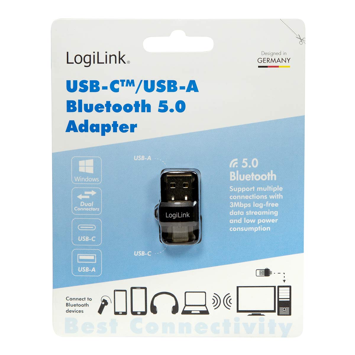 "Kompakter Bluetooth 5.0 Adapter: Mini USB-A & USB-C für alle Geräte!"