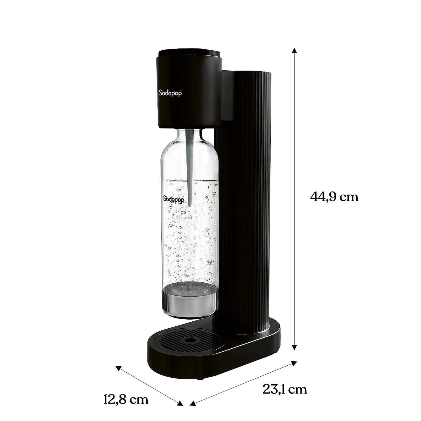 "Sprudelexpertise für jede Küche: Schwarzer Wassersprudler mit 1 Flasche"