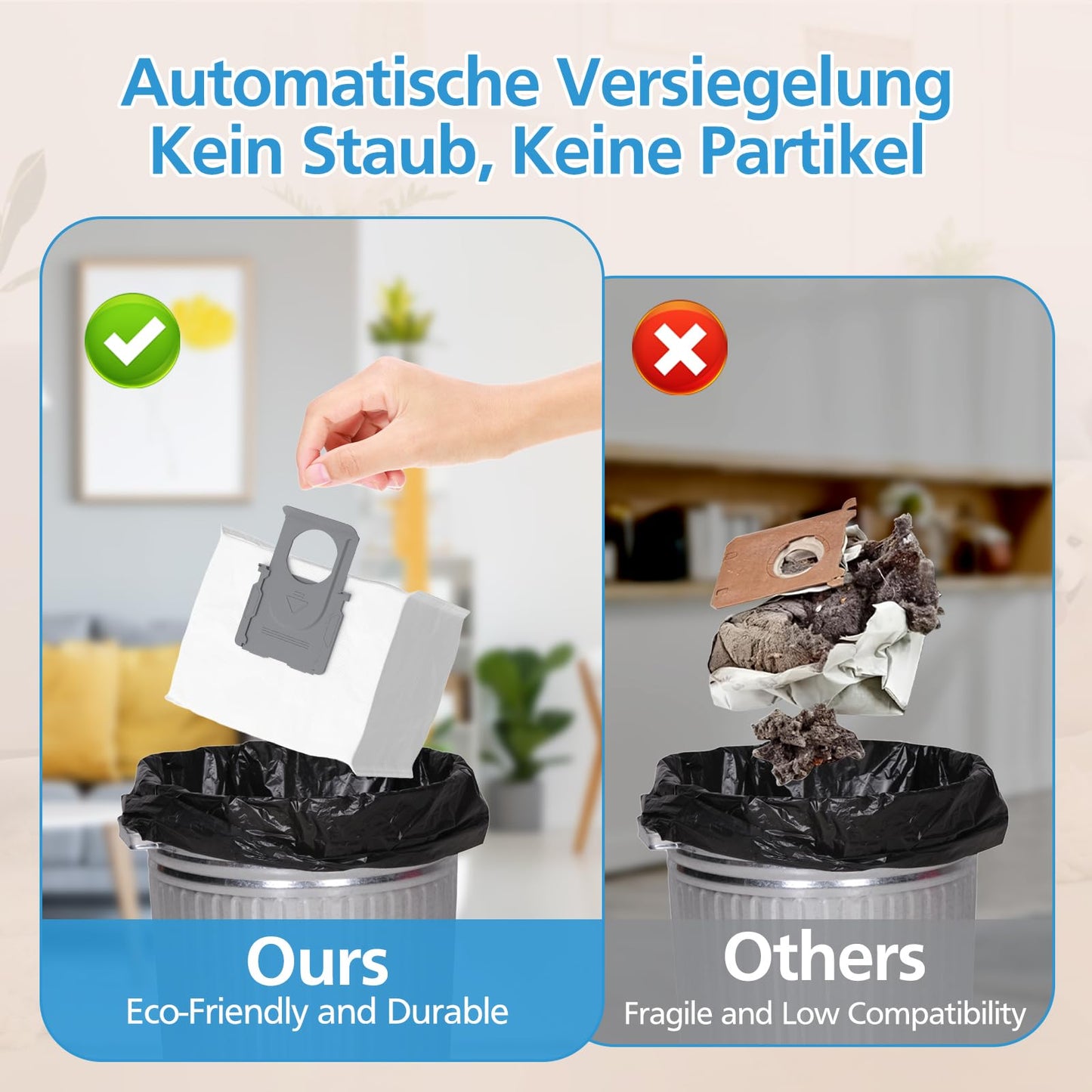 12 Stück Staubbeutel für Roborock S8+ und andere Modelle