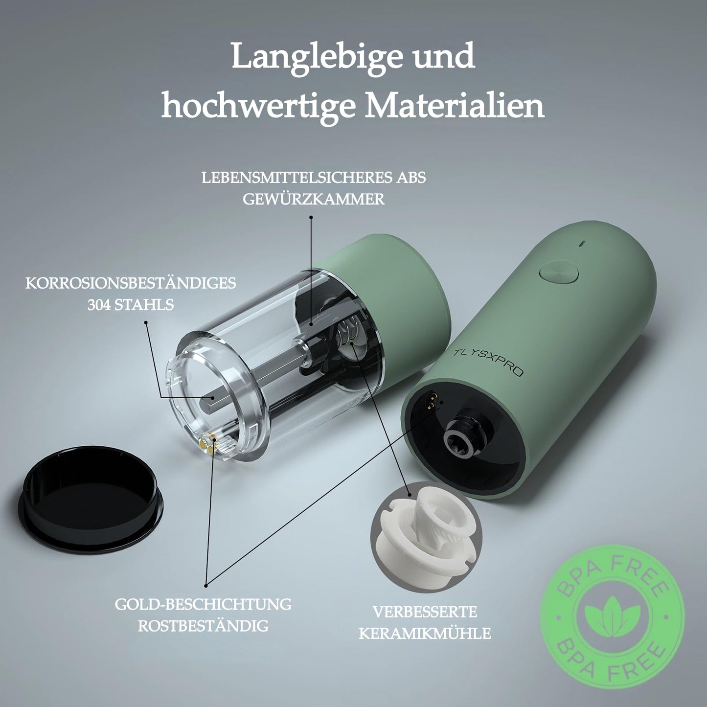 "Elegante 2er Set Elektrische Salz- und Pfeffermühlen mit LED & USB-Ladefunktion"