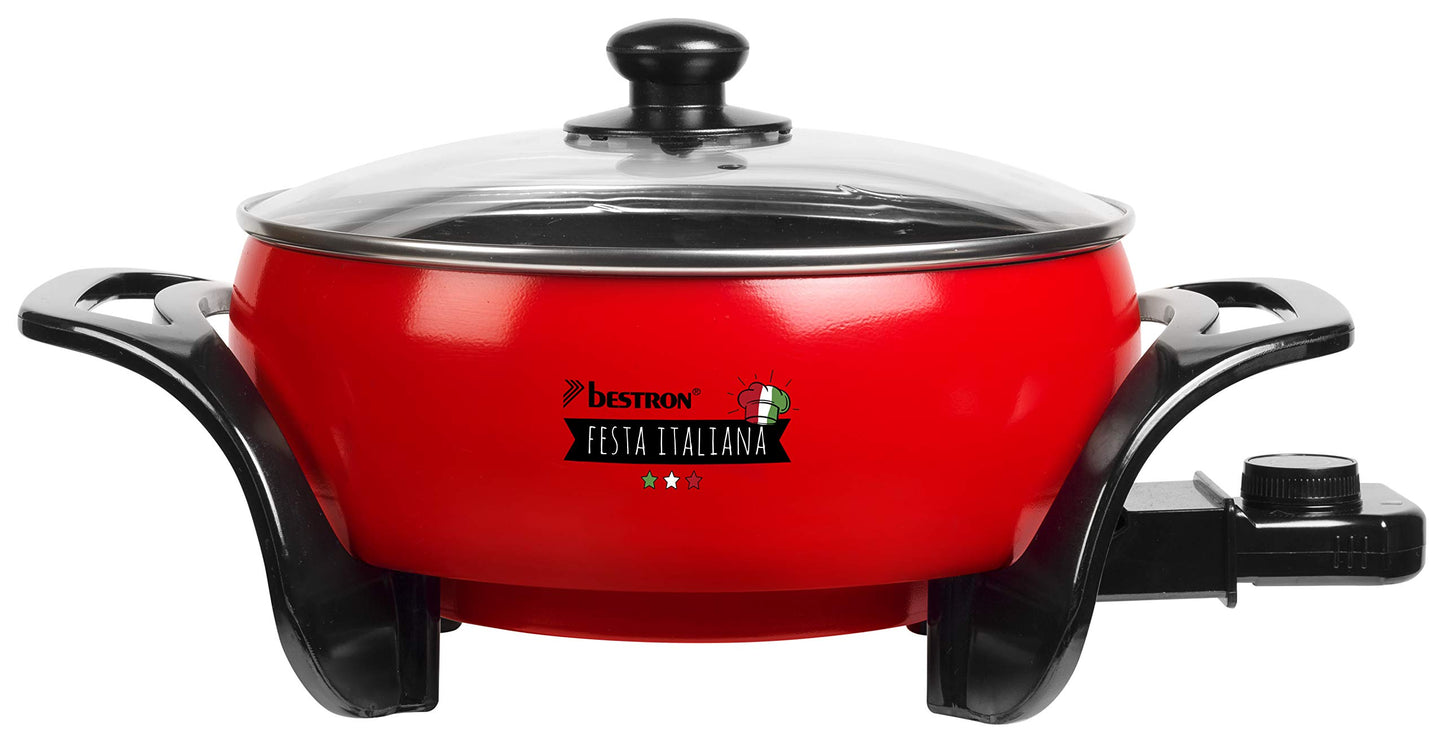 "Genussvolle Partys: XL-Red Multifunktionspfanne mit Glasdeckel, 1500W"