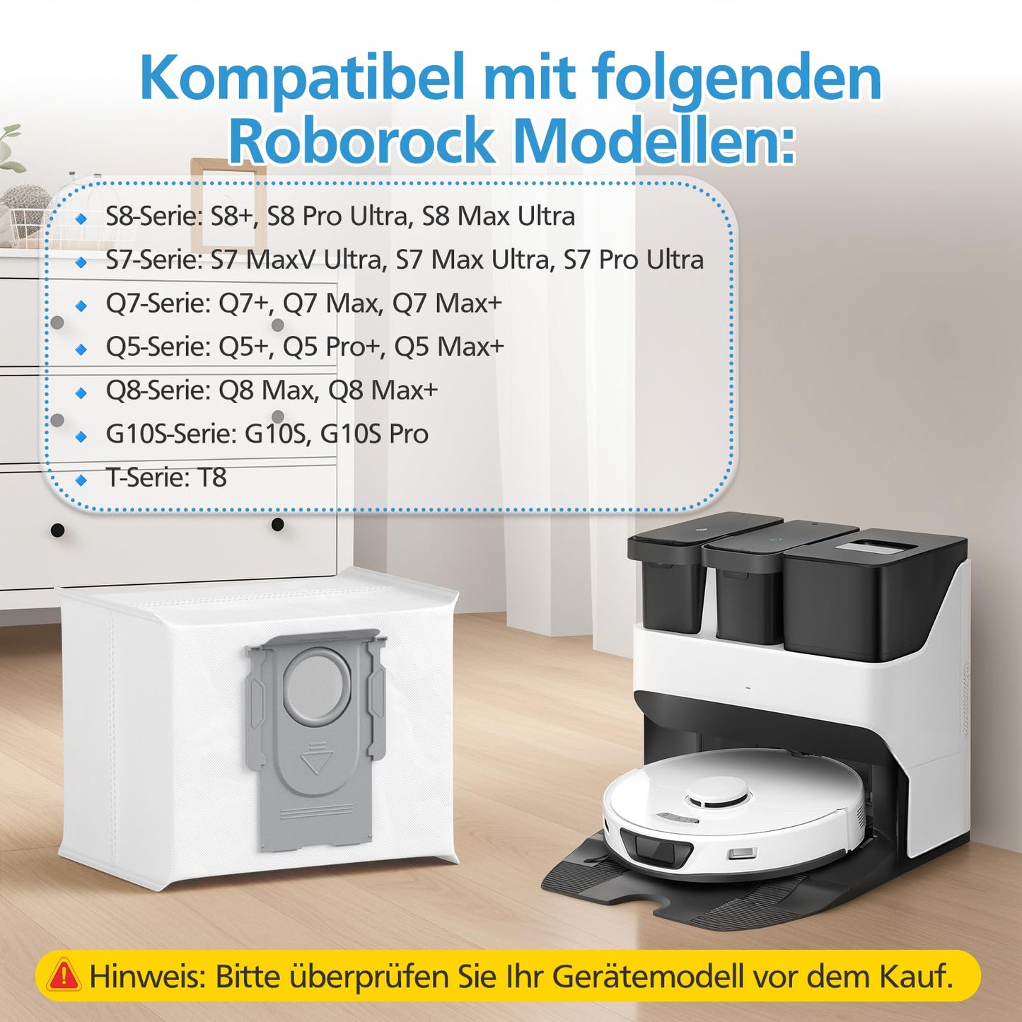 12 Stück Staubbeutel für Roborock S8+ und andere Modelle