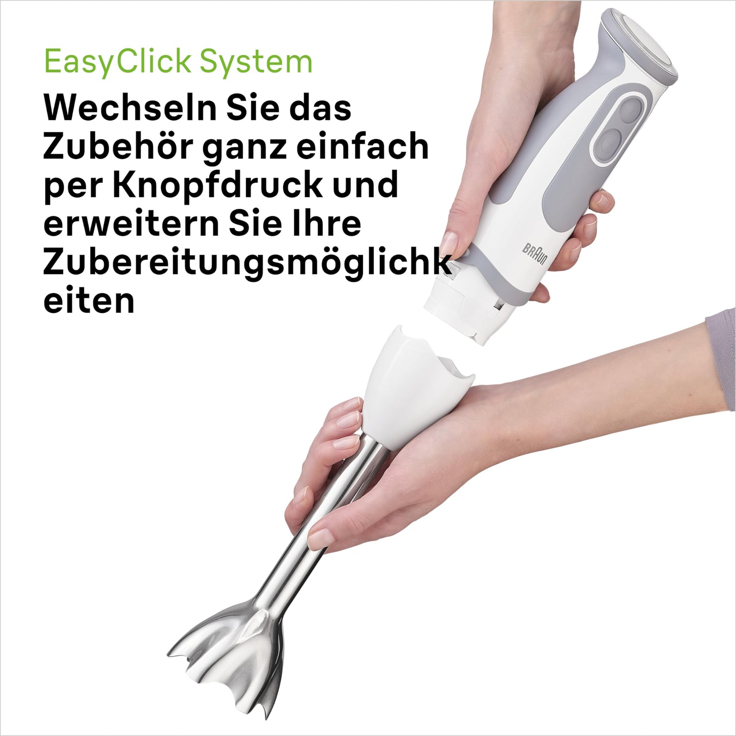 "Vielseitiger Genuss: 1000W Stabmixer mit Zubehör in elegantem Weiß!"