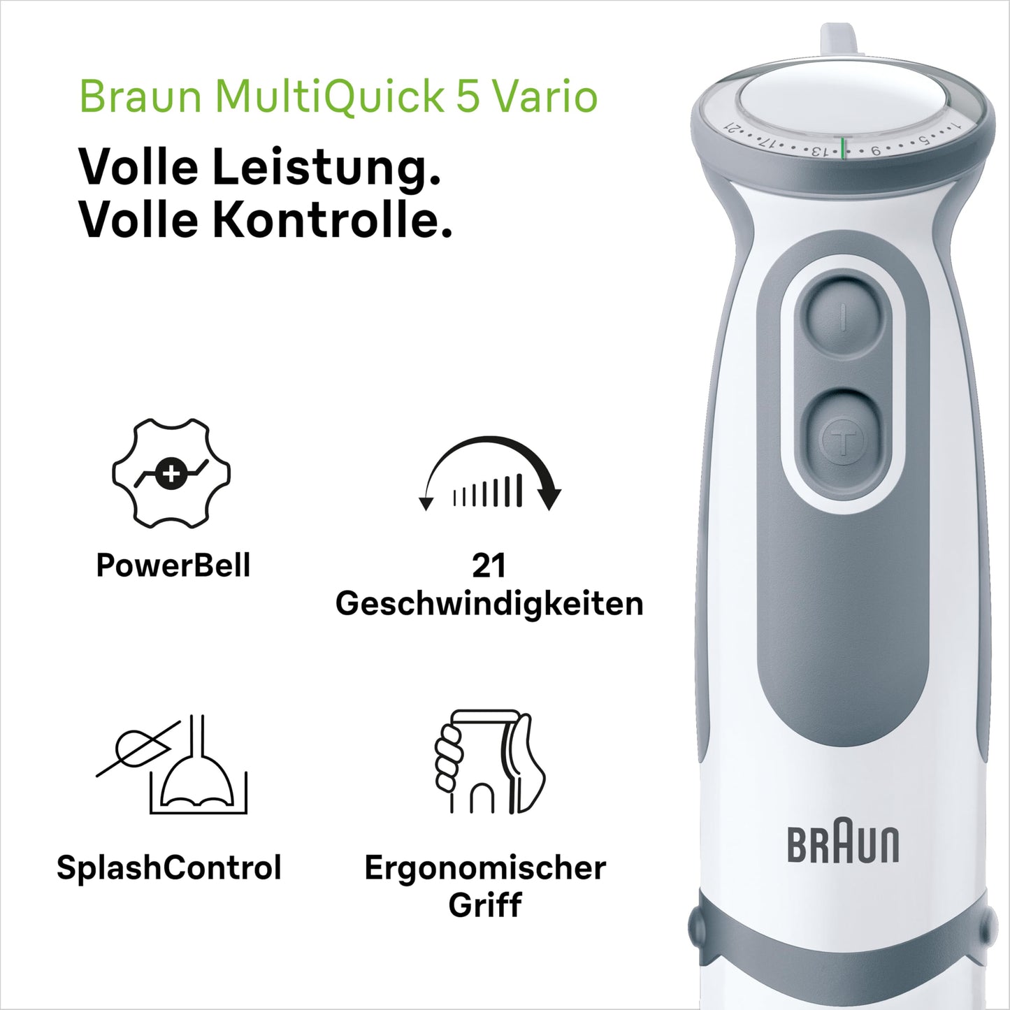"Vielseitiger Genuss: 1000W Stabmixer mit Zubehör in elegantem Weiß!"