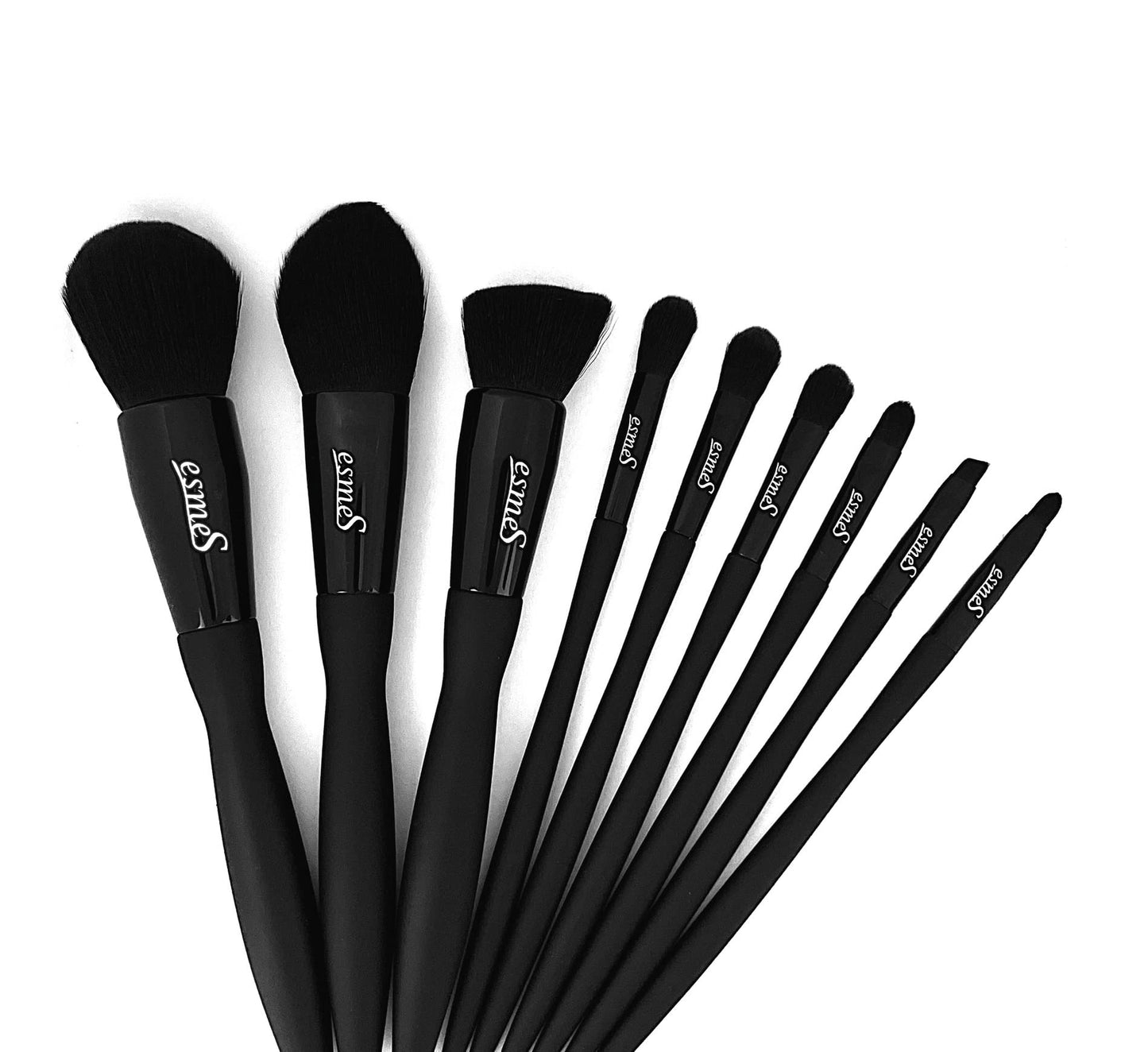 esmeS Make-up Pinselset – 9-teiliges Schminkpinsel Set für Anfänger & Profis | Hochwertige Synthetische Gesichtspinsel | Exquisites Design | Perfektes Geschenk für Frauen | Mattschwarz