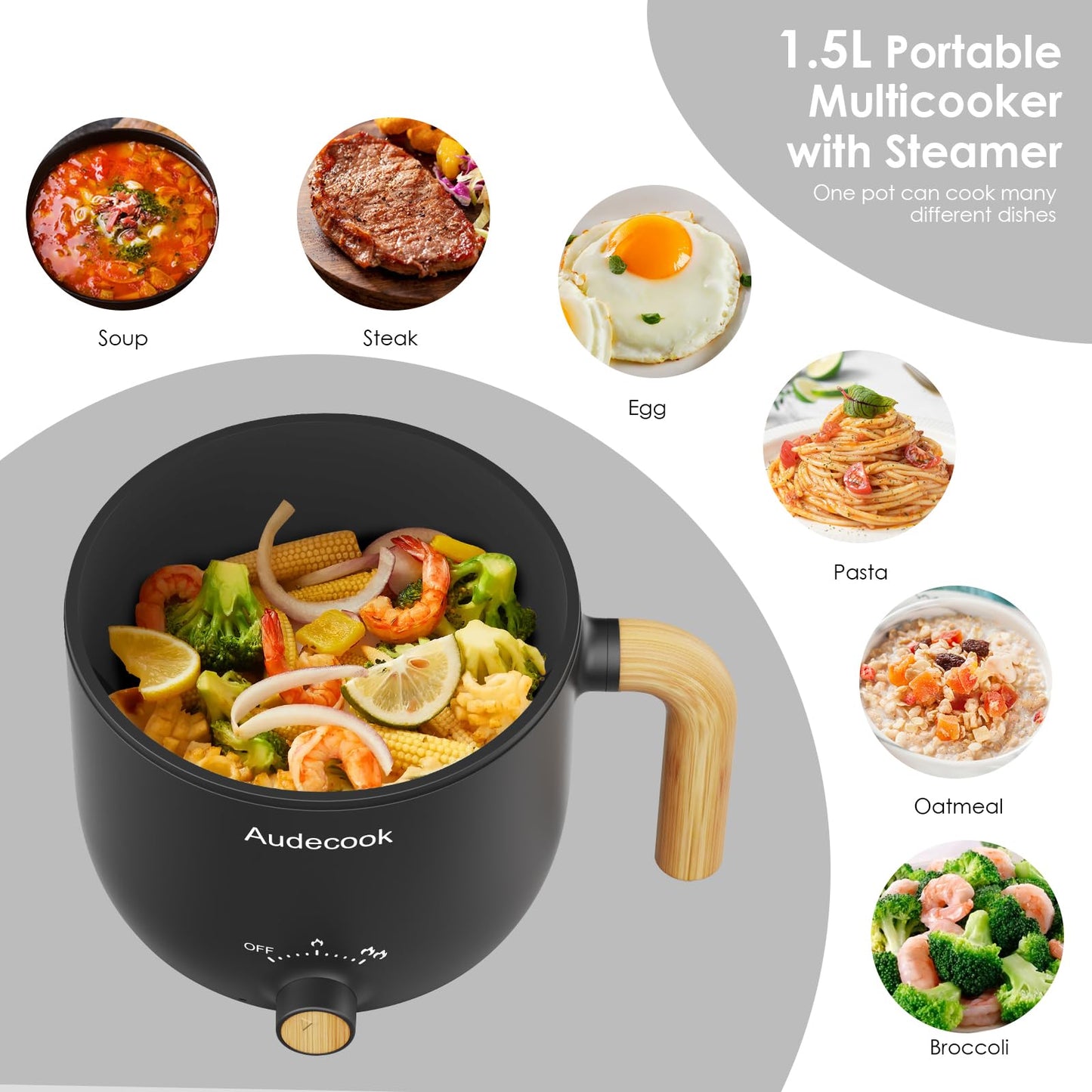"Vielseitiger Mini-Kocher: 1,5L tragbarer Hot Pot für schnelle, leckere Gerichte"