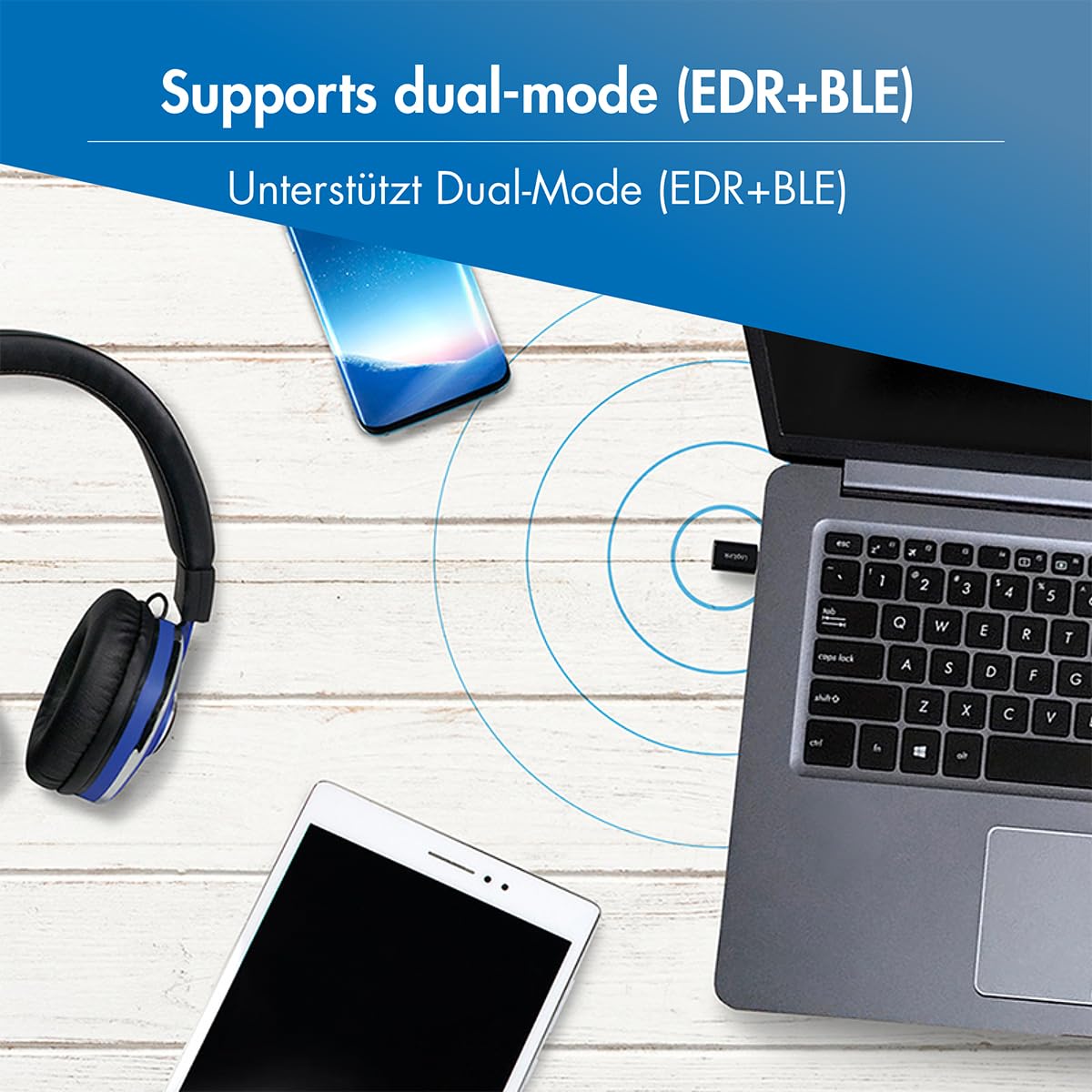 "Stabile Verbindung: USB-C Bluetooth-Adapter mit 20m Reichweite in Schwarz"