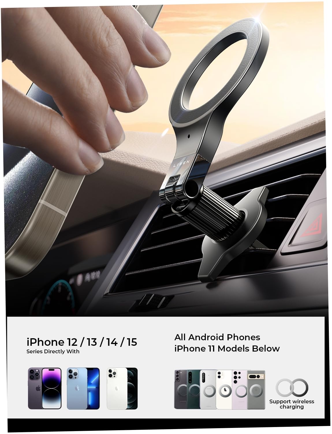 "Ultrastarker Magnet: Magsafe Autohalter für iPhone mit 30 N55 Magneten"