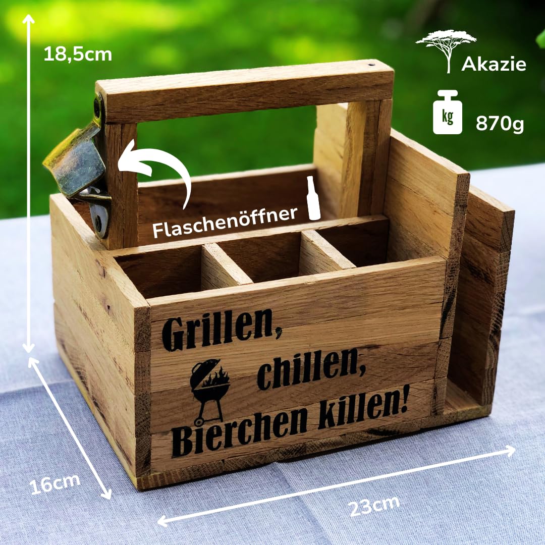 "Praktische Grillbox aus Akazienholz – Das perfekte Geschenk für Grillfans!"