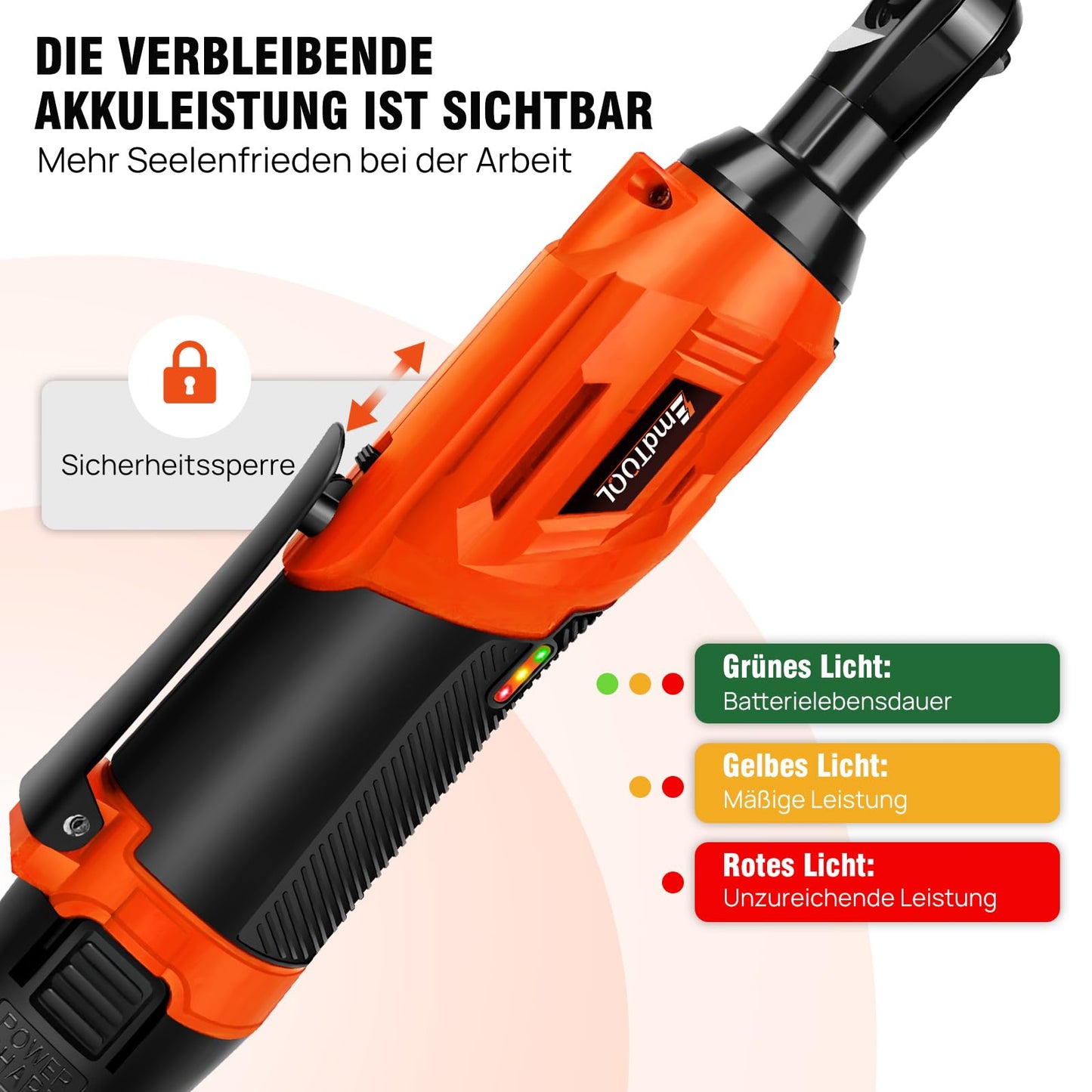 "Kraftvoll & handlich: 3/8" Akku-Ratsche mit 2 Akkus und 7 Steckdosen"