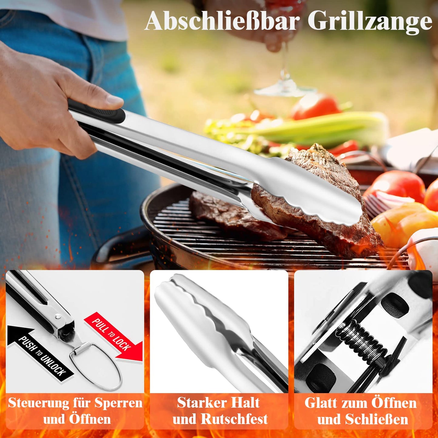 "Grillspaß Deluxe: 30-teiliges BBQ Werkzeugset mit stilvoller Tragetasche"