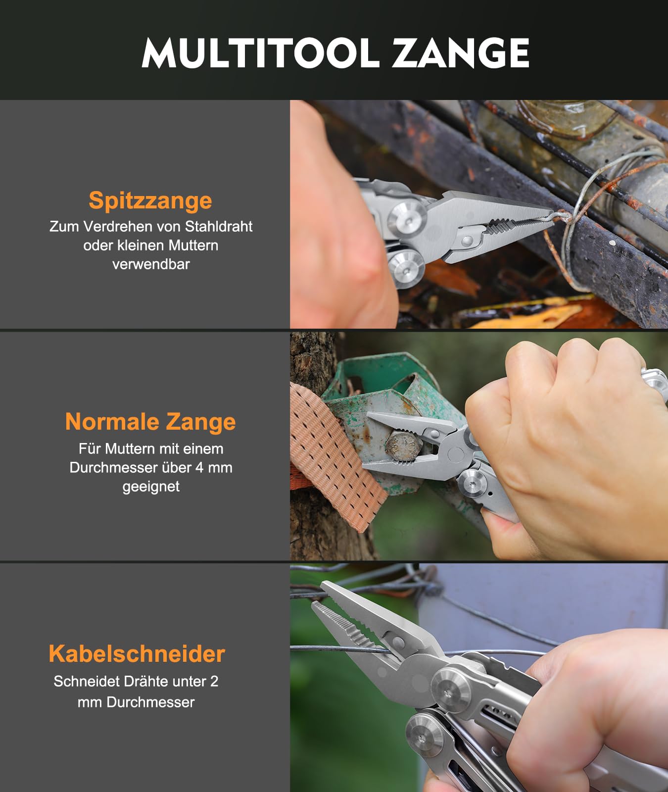 Rolgno Multitool 14 in 1 - Vielseitig, Praktisch, Unentbehrlich!