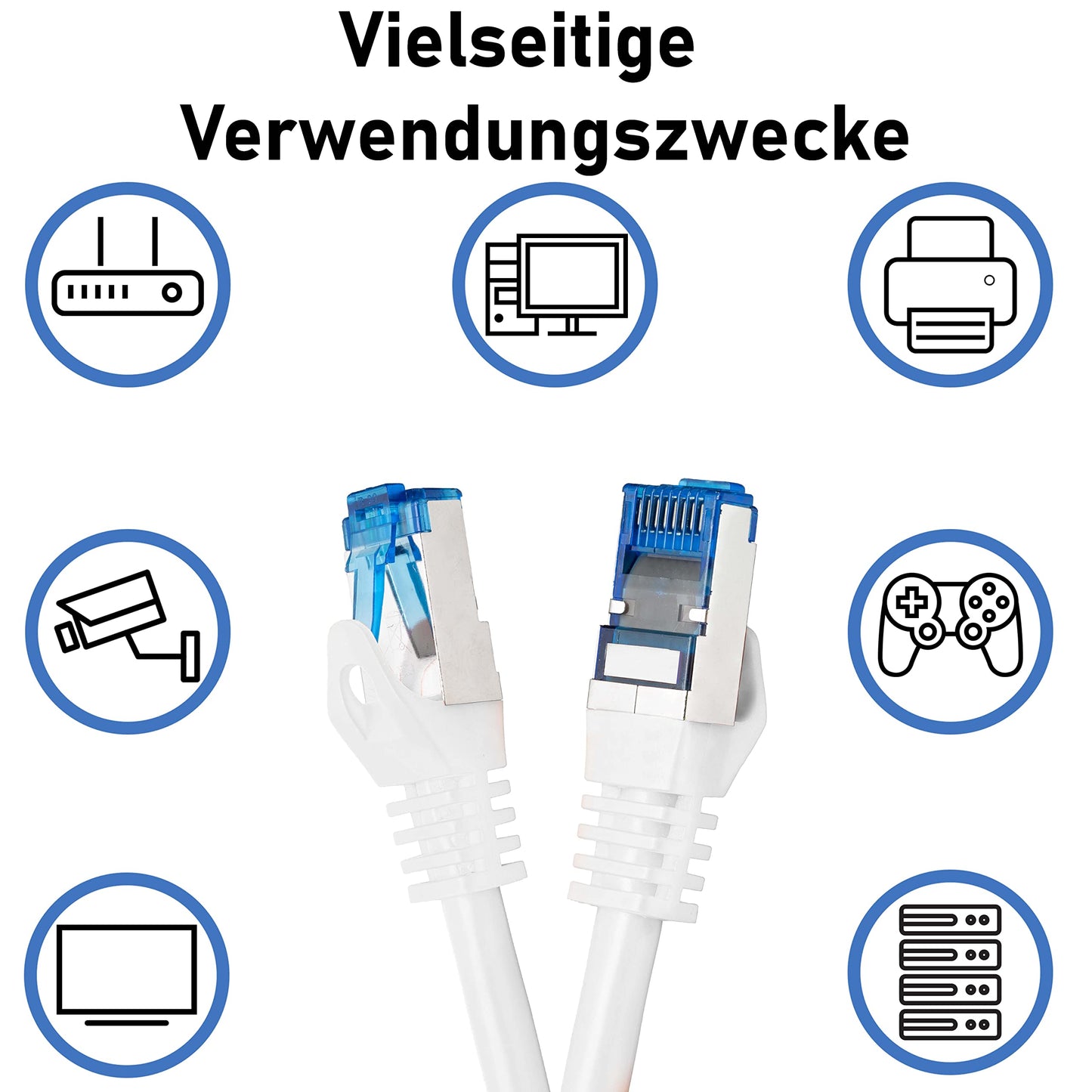 "Superschnell und stabil: 2m CAT7 Patchkabel in elegantem Weiß"