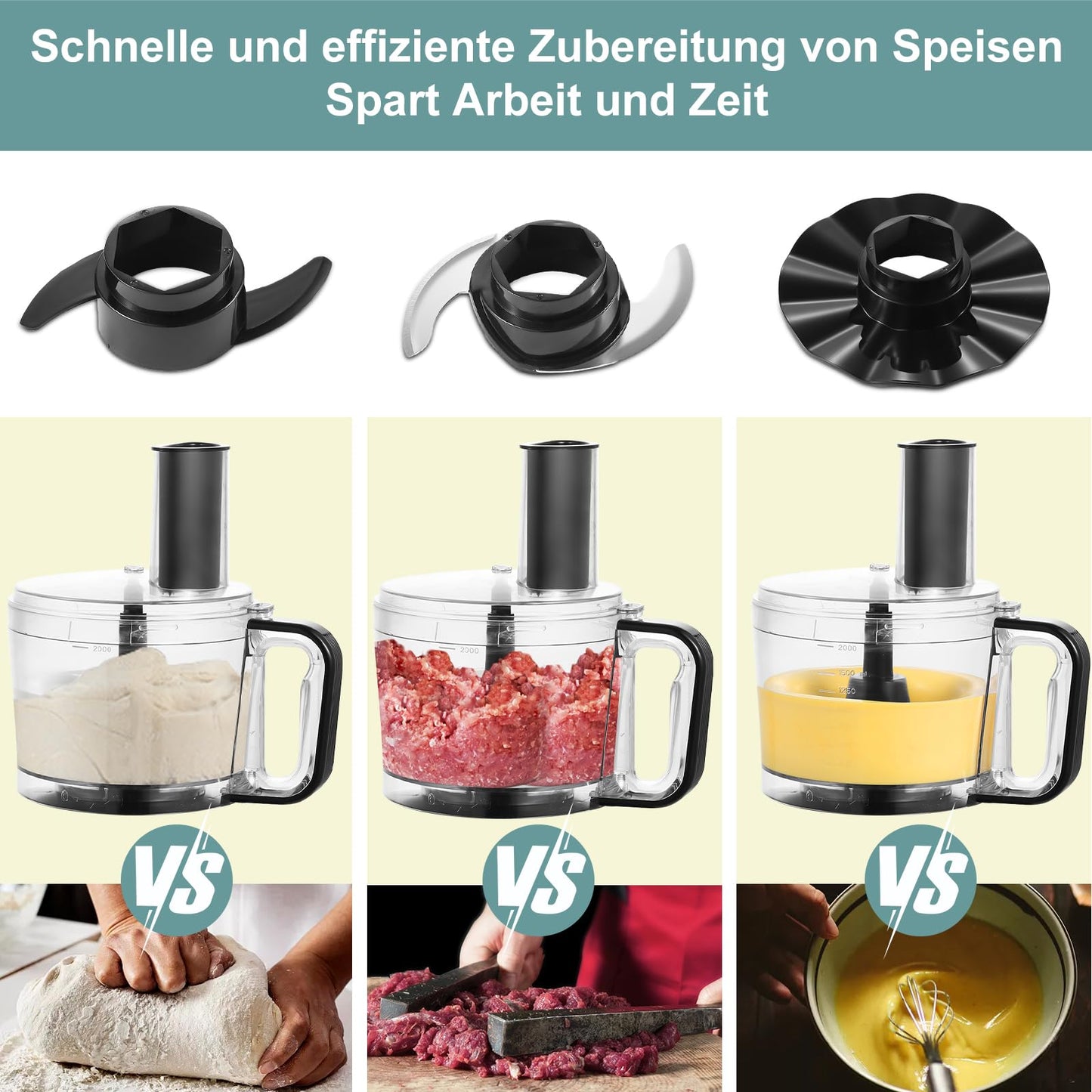 "Vielseitiger Küchenhelfer: 800W 2L Zerkleinerer in elegantem Schwarz"
