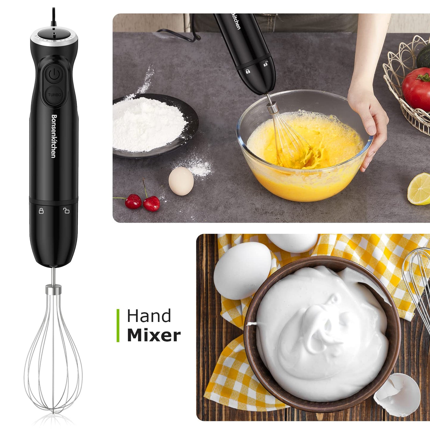 "Vielseitiger Genuss: 3-in-1 Stabmixer mit 1000W in Schwarz für Ihre Küche"