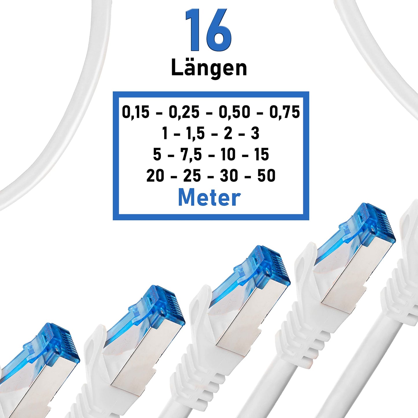 "Superschnell und stabil: 2m CAT7 Patchkabel in elegantem Weiß"