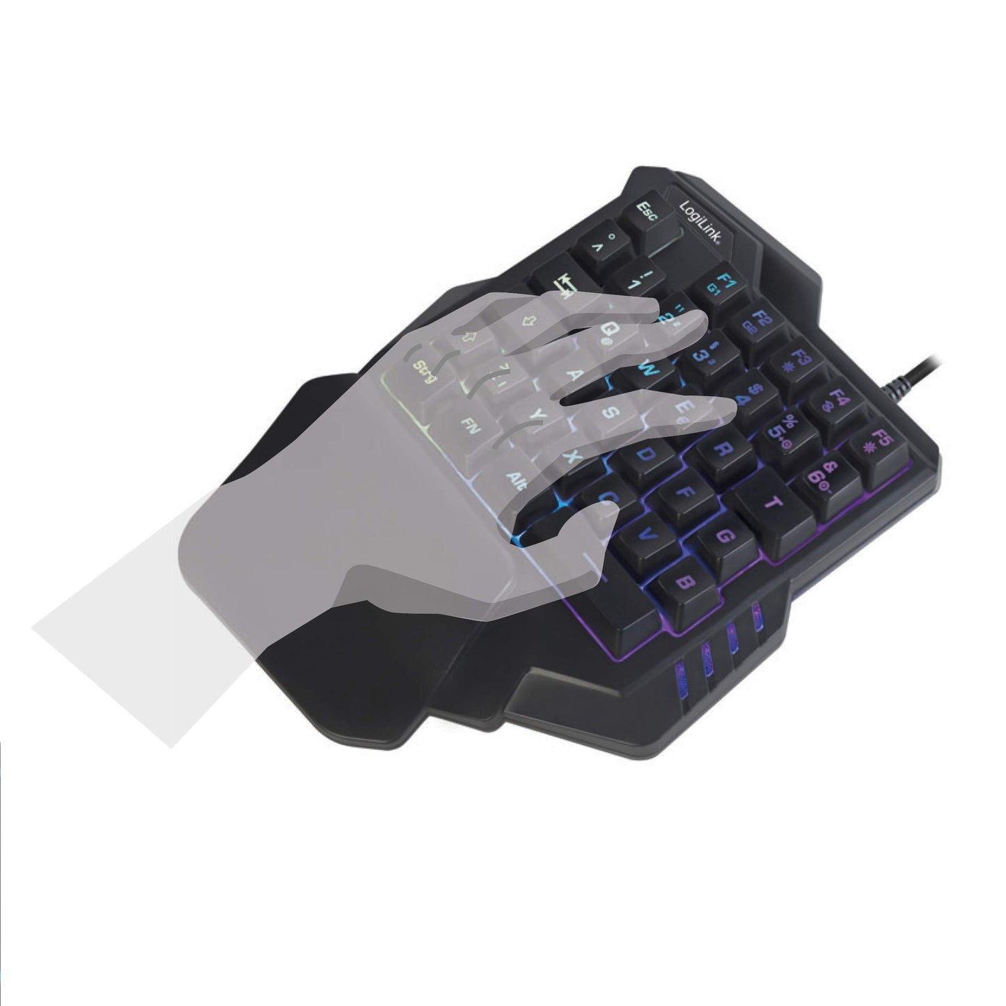"Erlebe den Komfort: Ergonomische einhändige Gaming Tastatur in Schwarz"