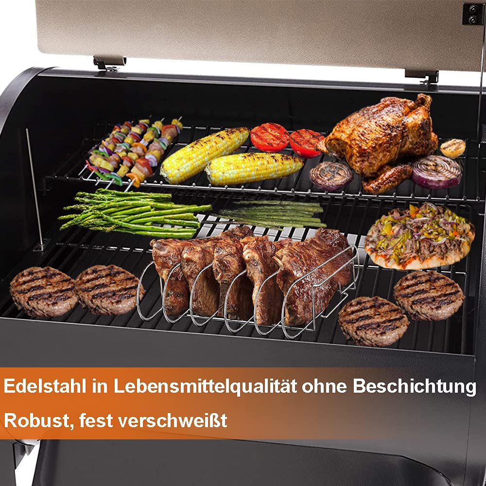 "Maximale Grillpower: Edelstahl Spareribs Halter für 5 köstliche Rippchen!"